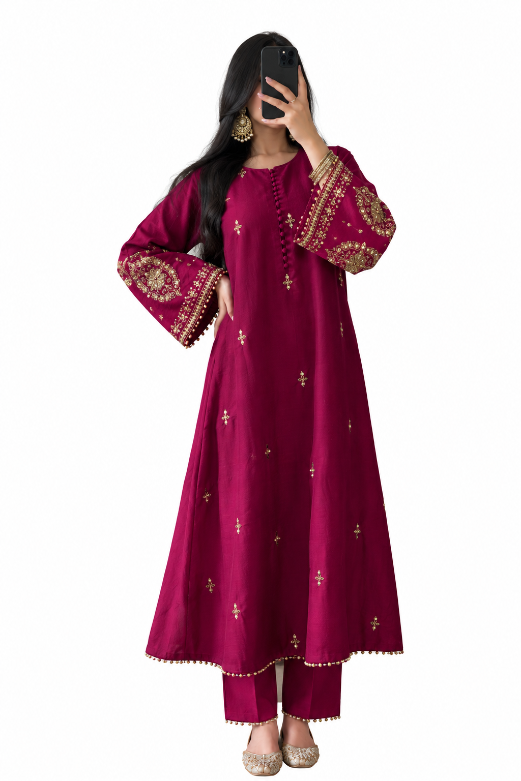 Embroidered khaddar 3 piece