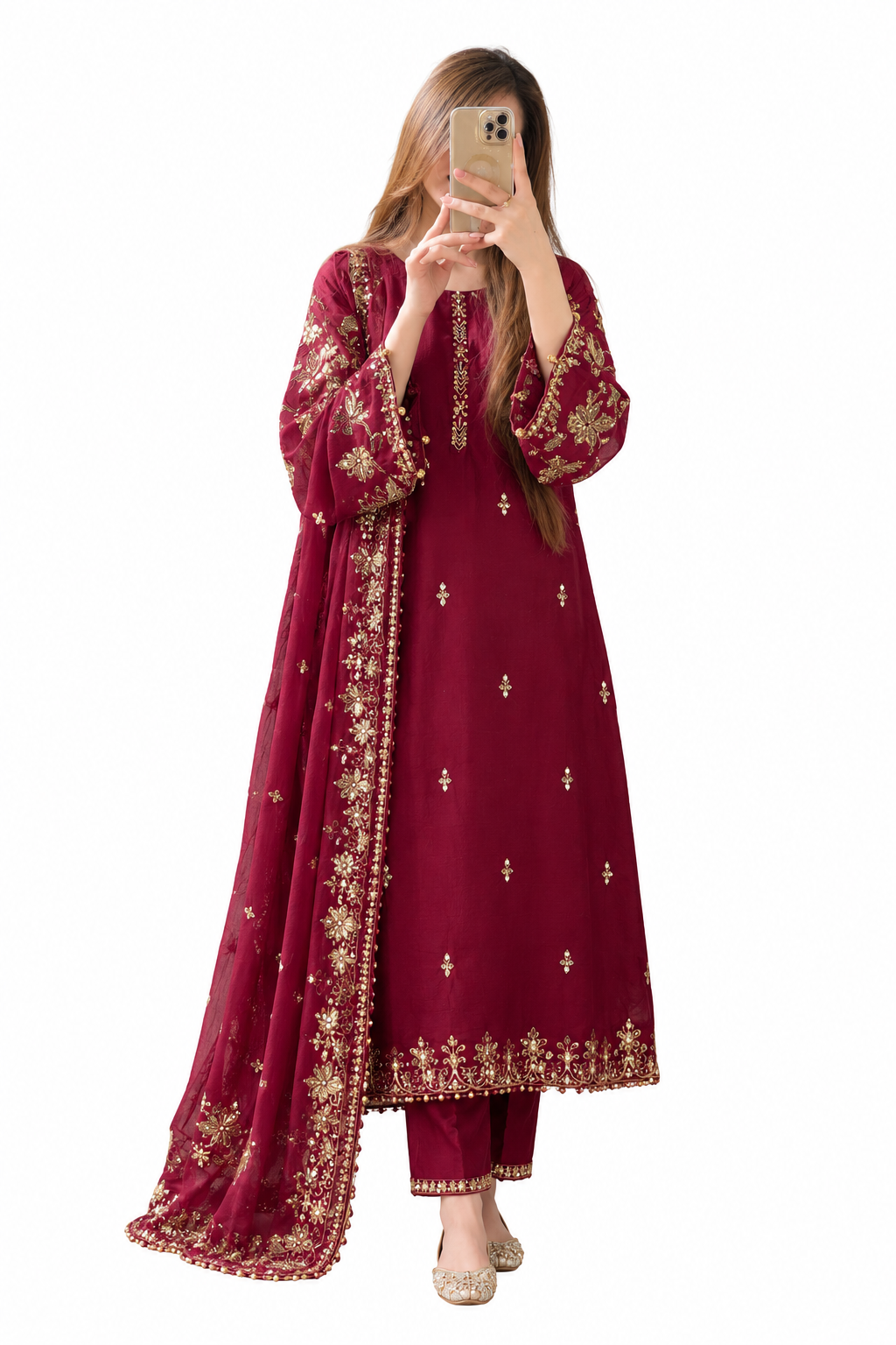 Embroidered khaddar 3 piece
